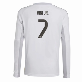 Anti Pilling Treatment Ultra Soft Texture adidas Youth Real Madrid Vini Jr. Long Sleeve Home Jersey 25/26 (White)