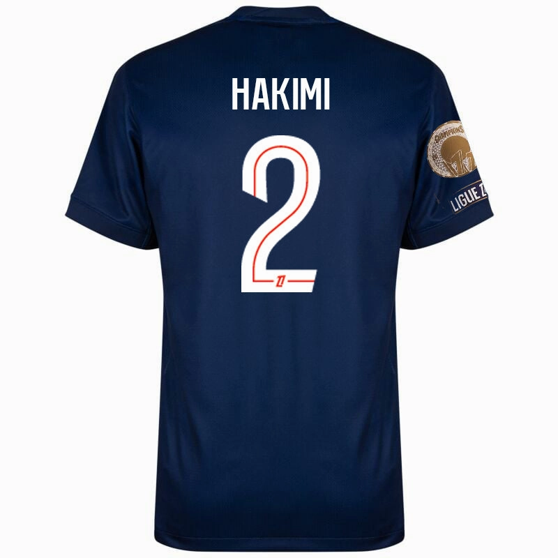 Nike Hakimi Men's PSG Home Jersey 25/26 w/ Ligue 1 Patch   Champions Patch (Navy/Red/White) Flexible Apparel