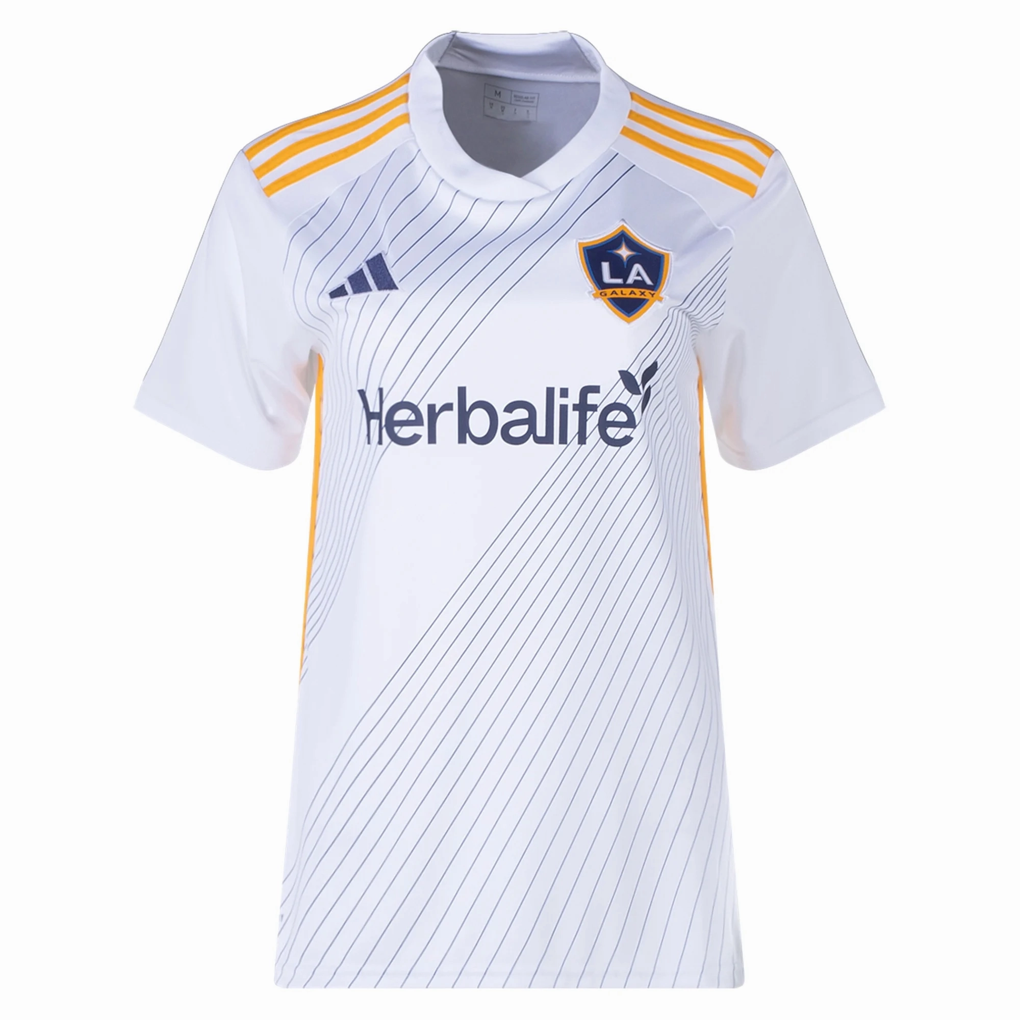 adidas Womens LA Galaxy Mart??n C??ceres Home Jersey 24/25 (White/Yellow/Navy) Stretch Trim Reflective Trim