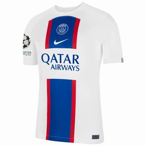 Nike Paris Saint-Germain Third Jersey w/ Champion League Patches 22/23 (White/Old Royal) Temperature Regulating Lining Versatile Apparel