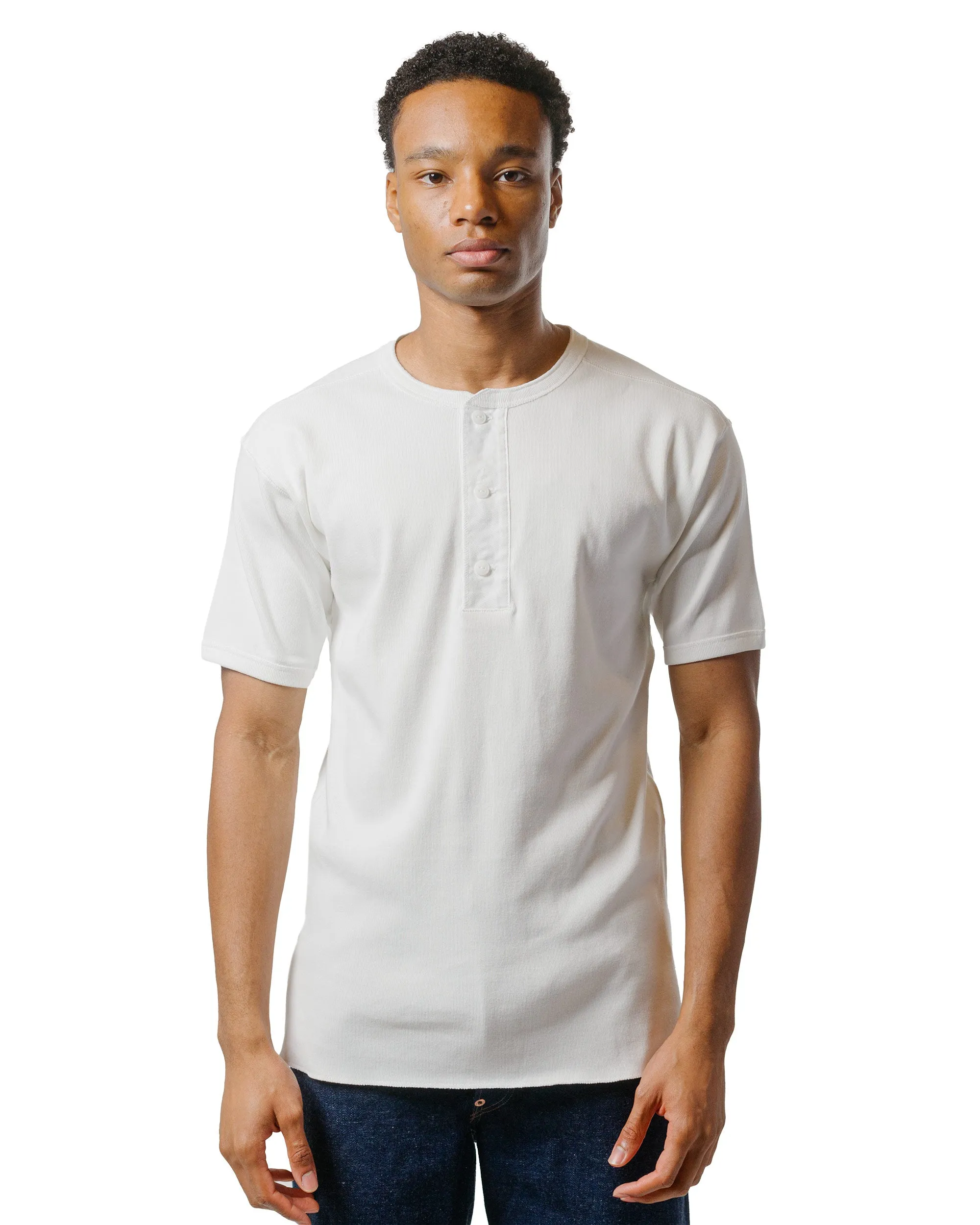 High-End Quality The Real McCoy's MC23022 Union Henley Undershirt S/S White
