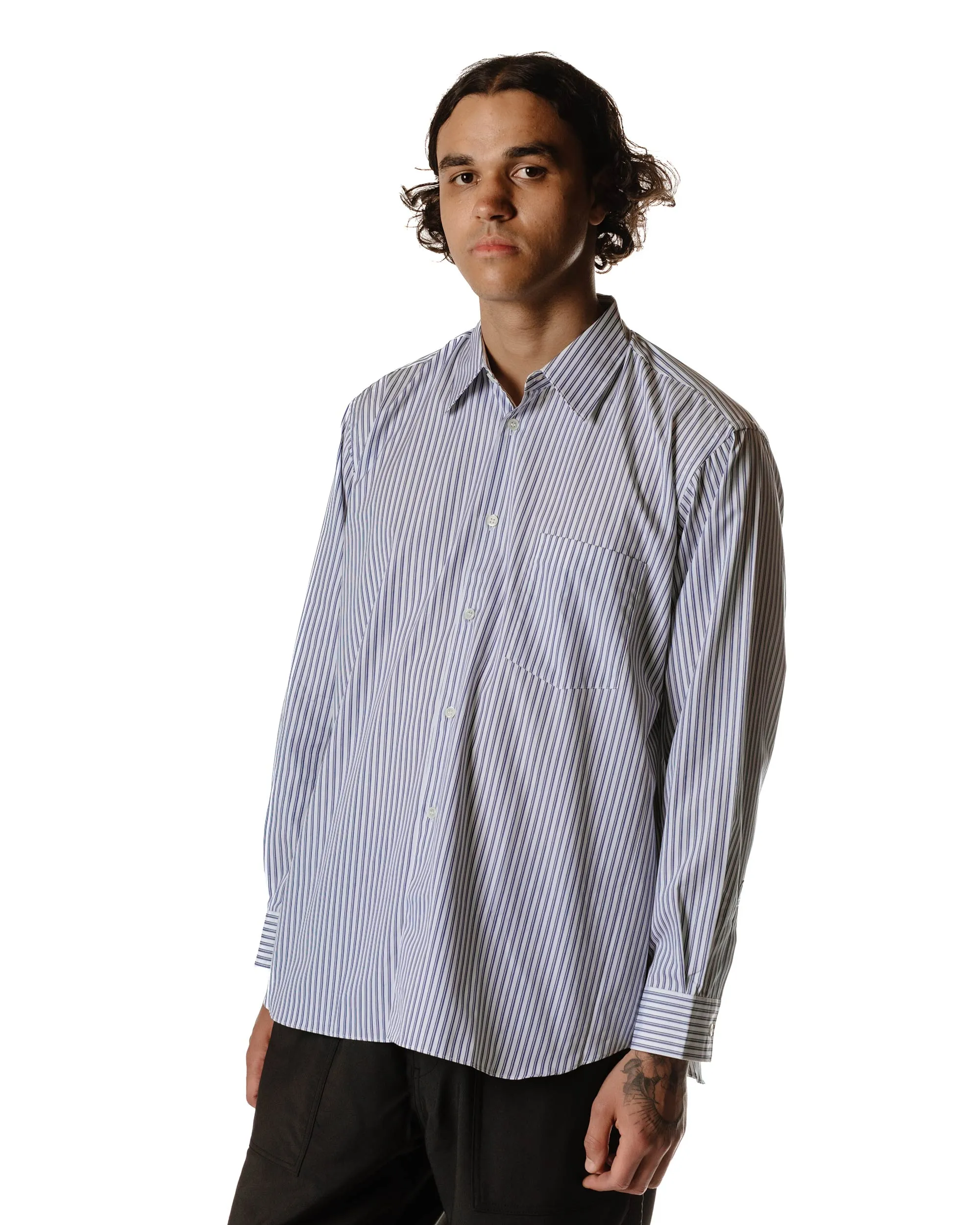 Holiday Outfit Athleisure Wear Comme des Gar?ons SHIRT Wide Classic Big Collar Shirt Stripe 4