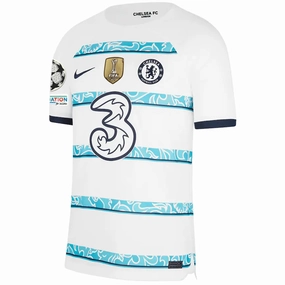 Smart Wear Nike Chelsea Away Jersey w/ Champions League   Club World Cup Patches 22/23 (White/College Navy)