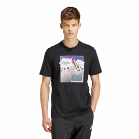 Landscape Badge Graphic T-Shirt Stretchable Knit