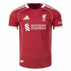 Low Impact Manufacturing Wrinkle Resistant Finish adidas Men's Liverpool FC Authentic Home Jersey 25/26 (Strawberry Red)