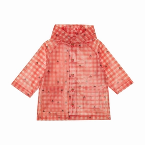 Floess Caila Raincoat, Berry Gingham Pattern Print Daywear Staple