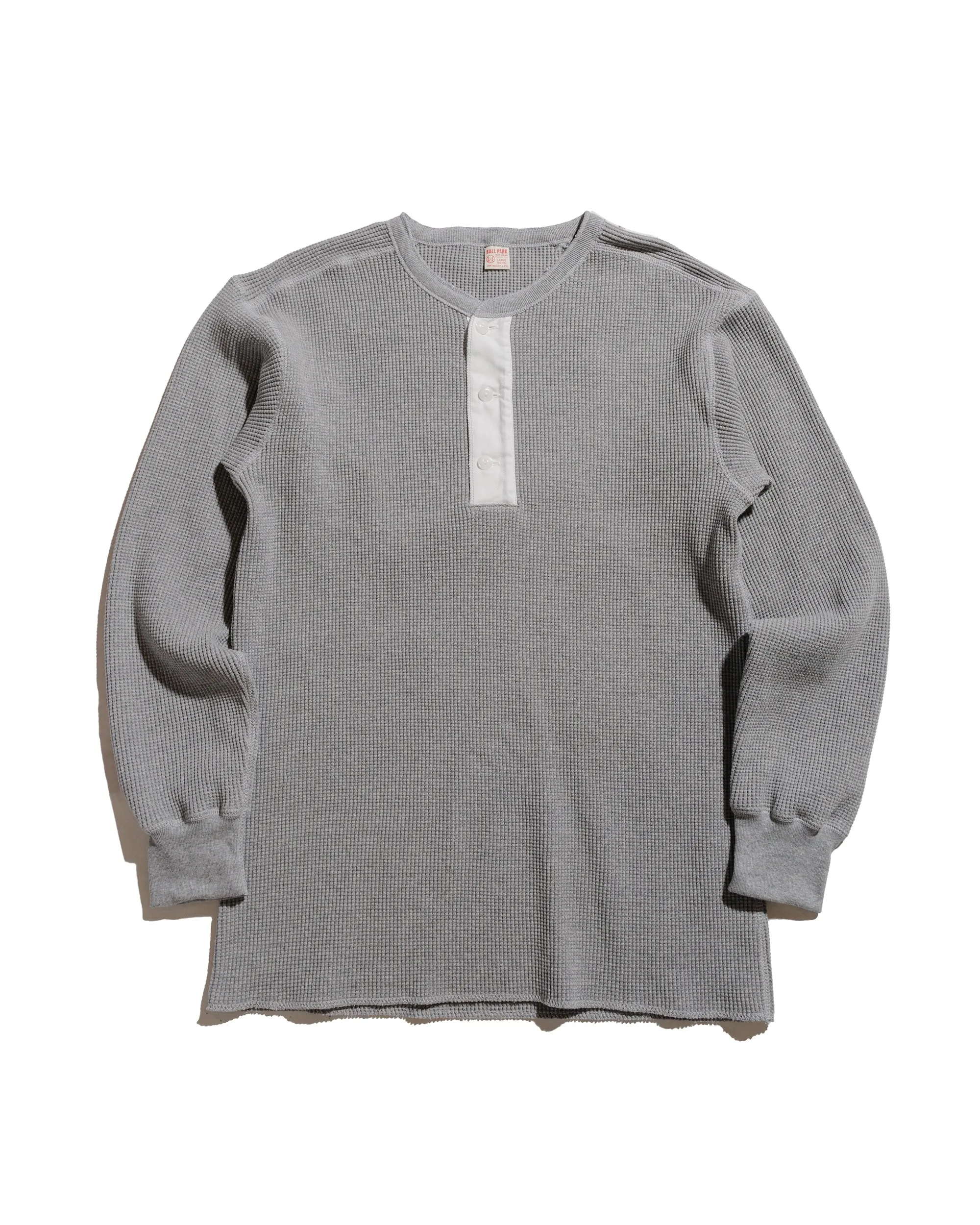 The Real McCoy's MC24122 Waffle Thermal Henley Undershirt L/S Medium Gray Street Minimal product hiking suitable durability