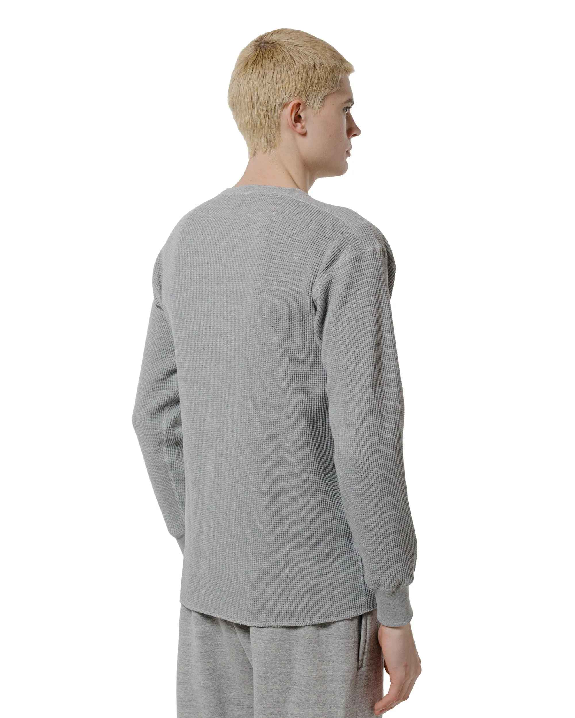 Vibrant Print Graphic Design The Real McCoy's MC24122 Waffle Thermal Henley Undershirt L/S Medium Gray