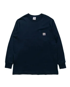Randy's Garments Long-Sleeve Pocket Tee Navy Microfiber texture
