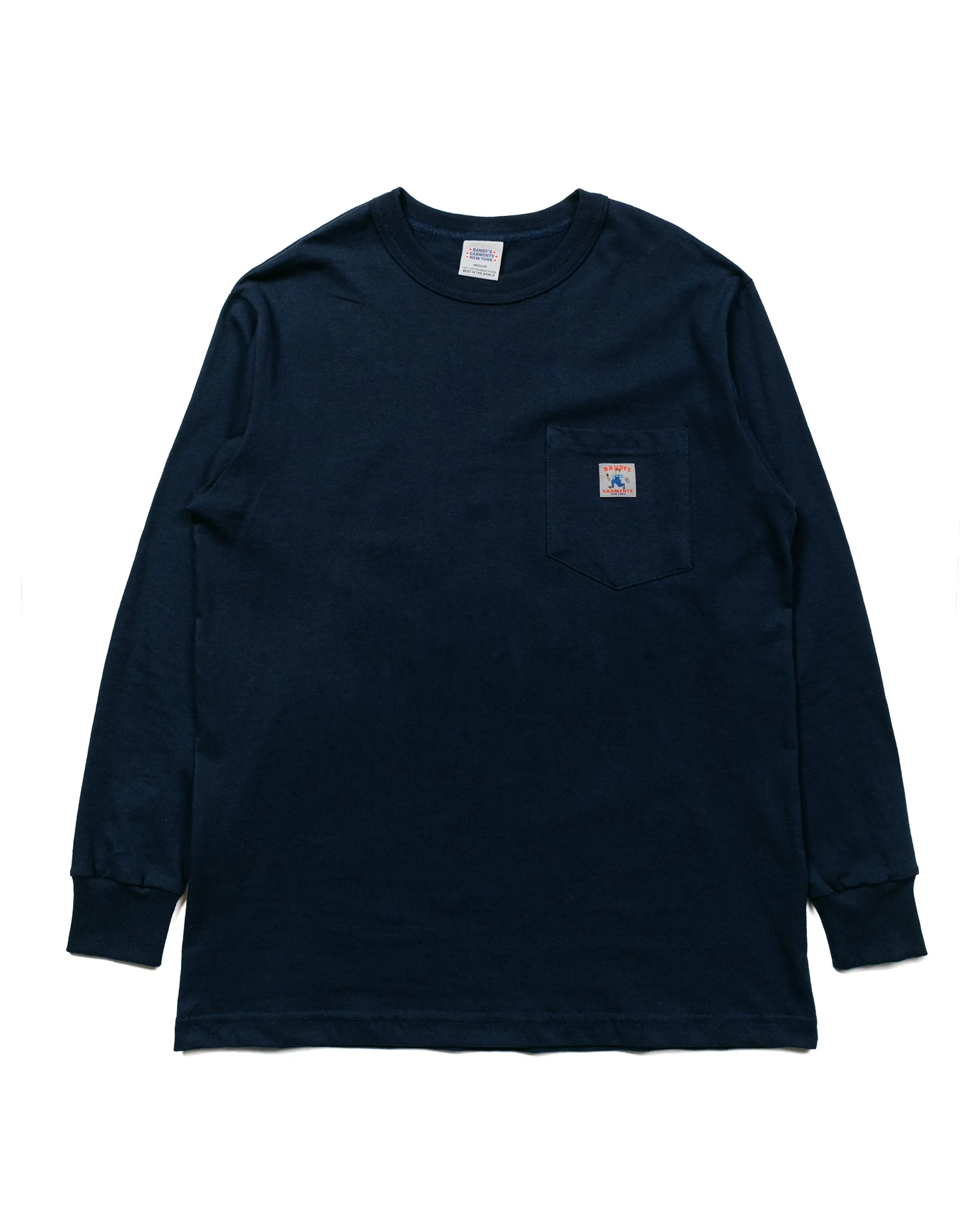 Randy's Garments Long-Sleeve Pocket Tee Navy Microfiber texture