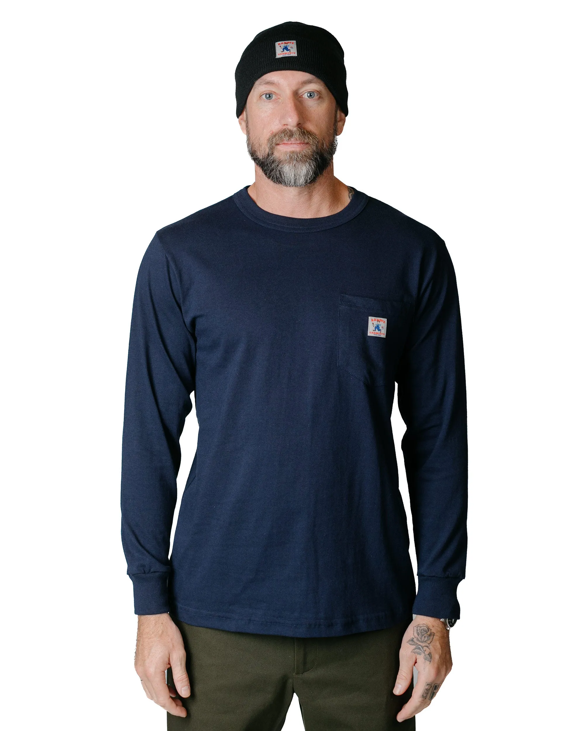 Simple Yet Cozy Randy's Garments Long-Sleeve Pocket Tee Navy