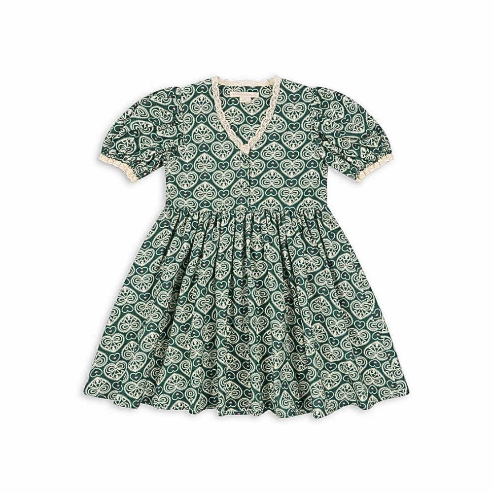 Konges Sloejd Coeur Lace Dress Gots, Lacy Green Chic Silhouette
