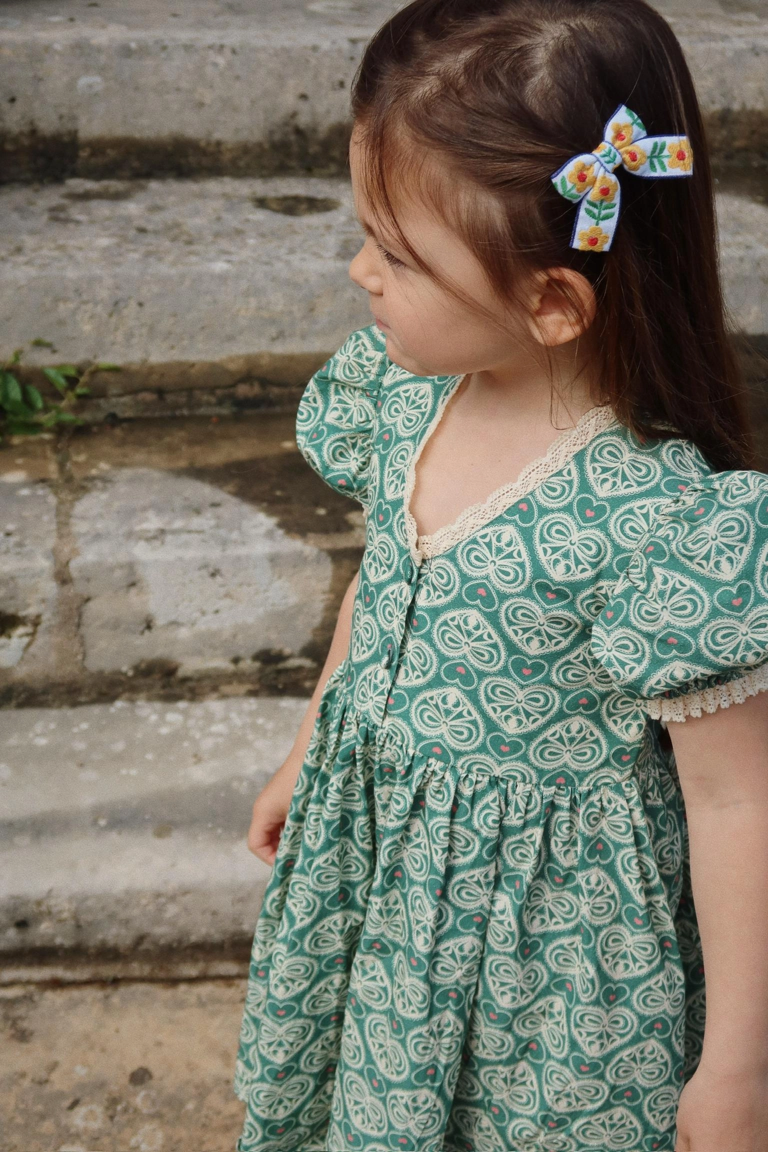Urban Look Soft Pleats Konges Sloejd Coeur Lace Dress Gots, Lacy Green