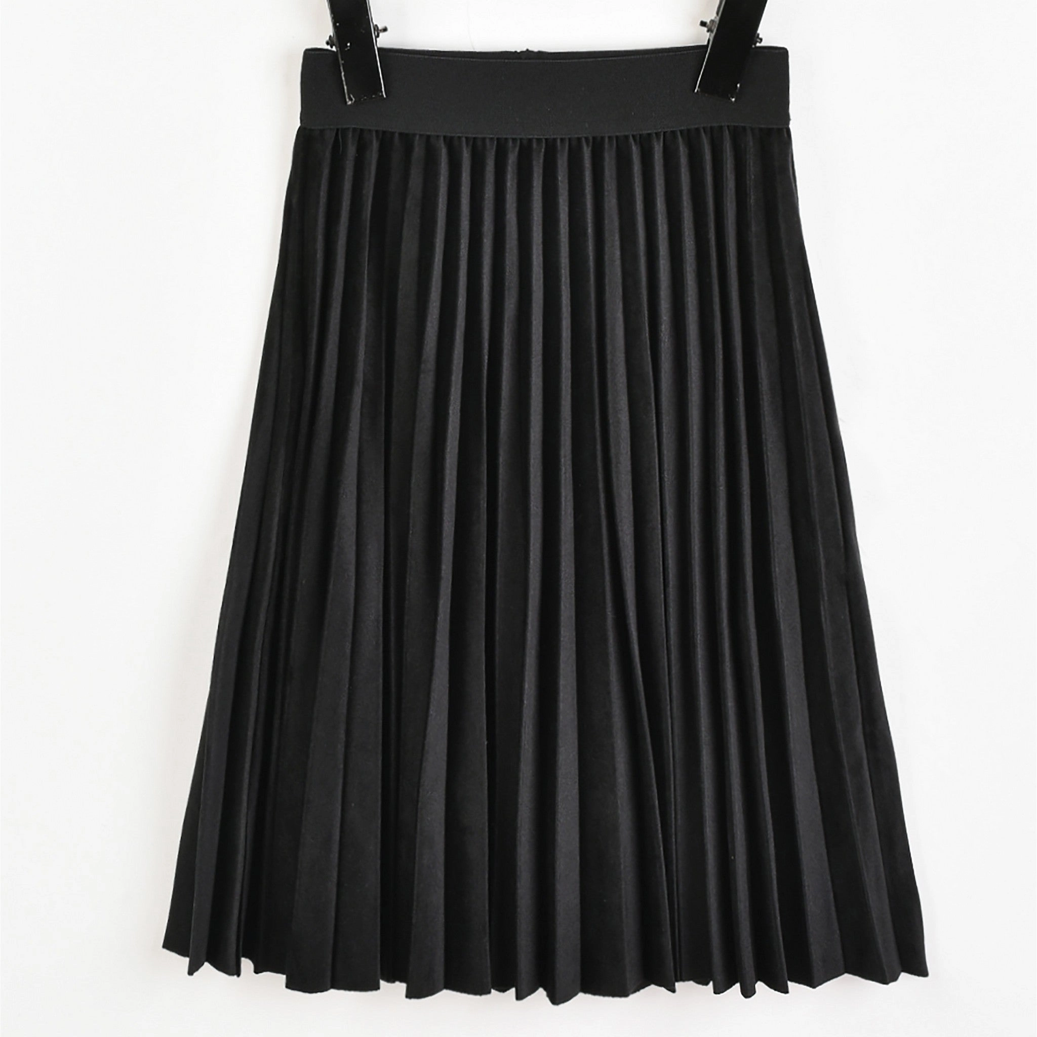 Street Ready Matching Belt Velvet Pleated Skirt