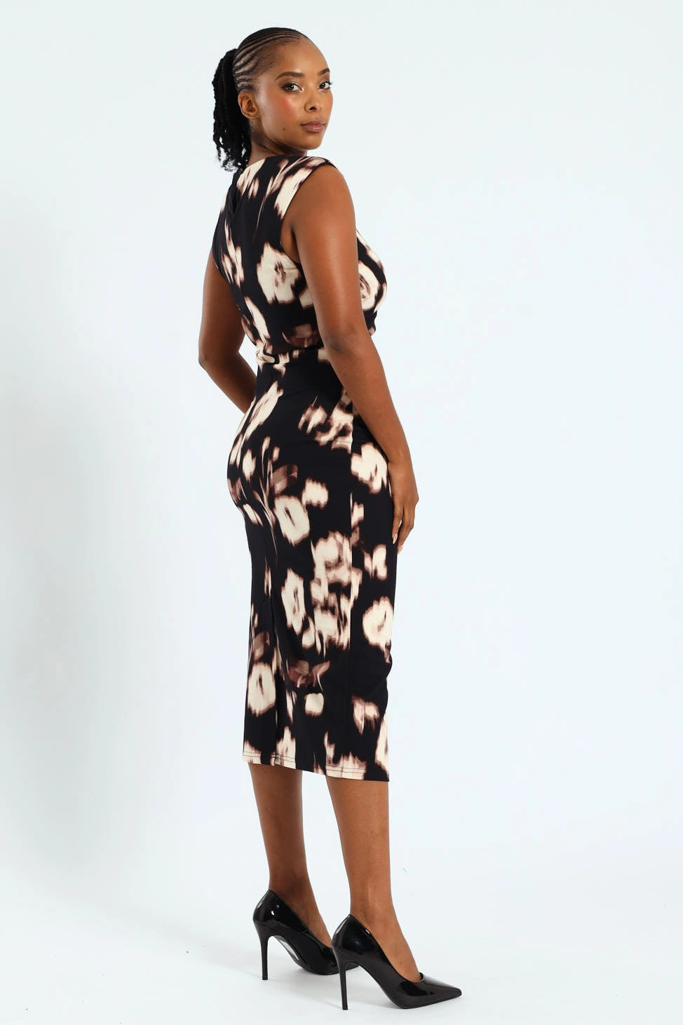 Side Ruched Midi Dress Stylish Wear Maximalist-Trend