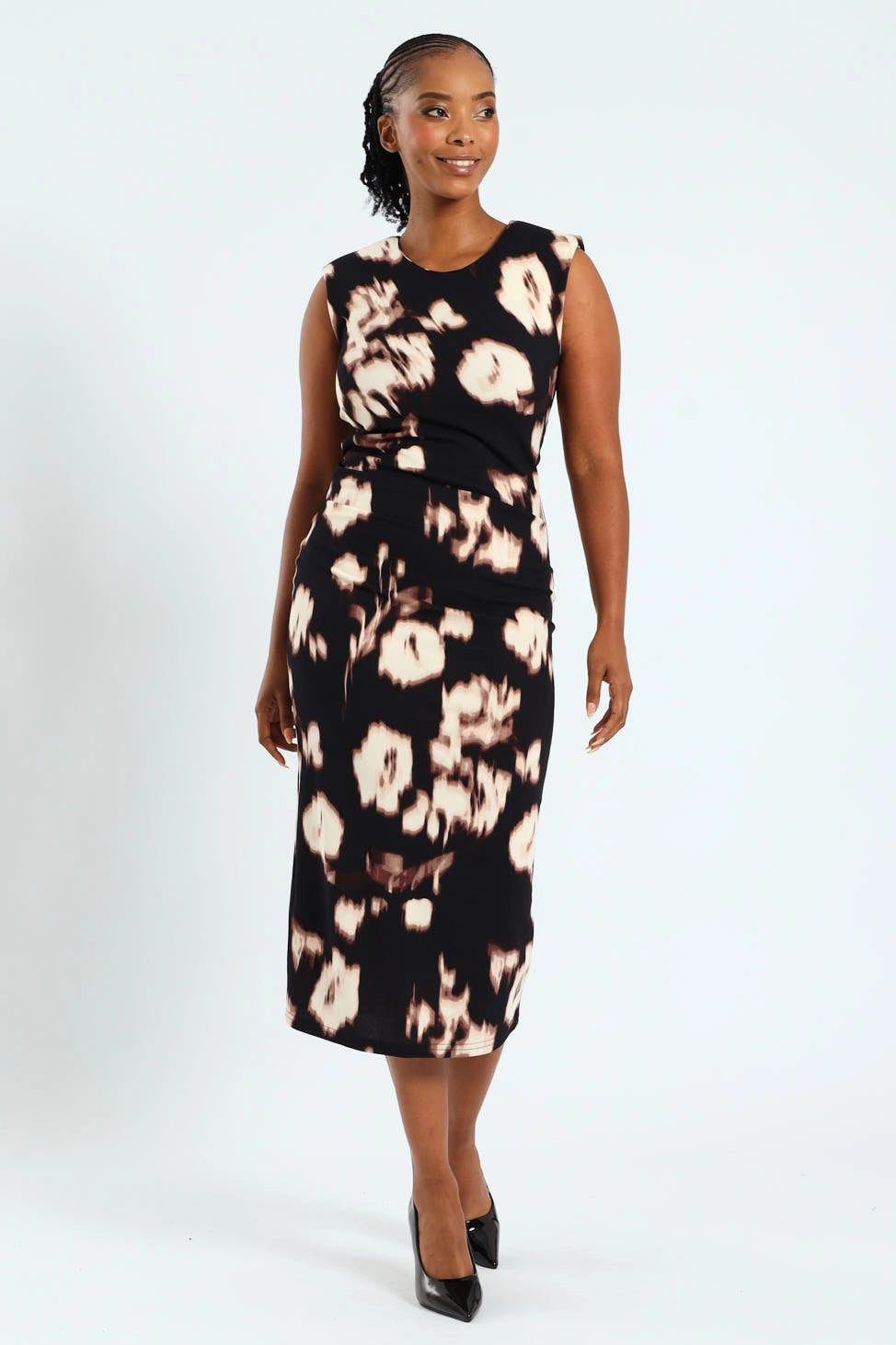Work Fitwear Casual and Stylish Side Ruched Midi Dress