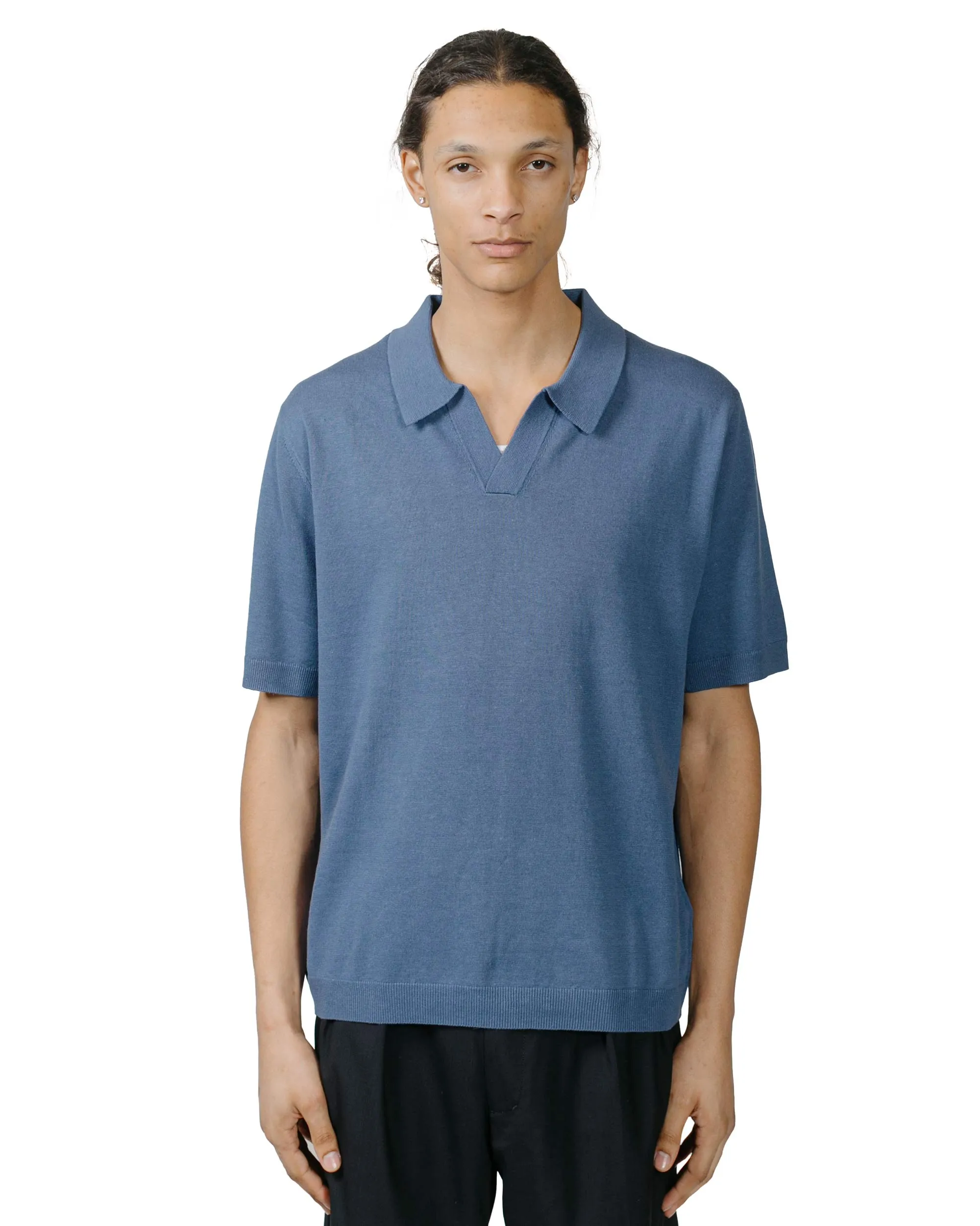 Norse Projects Leif Cotton Linen Polo Calcite Blue Comfort Wear