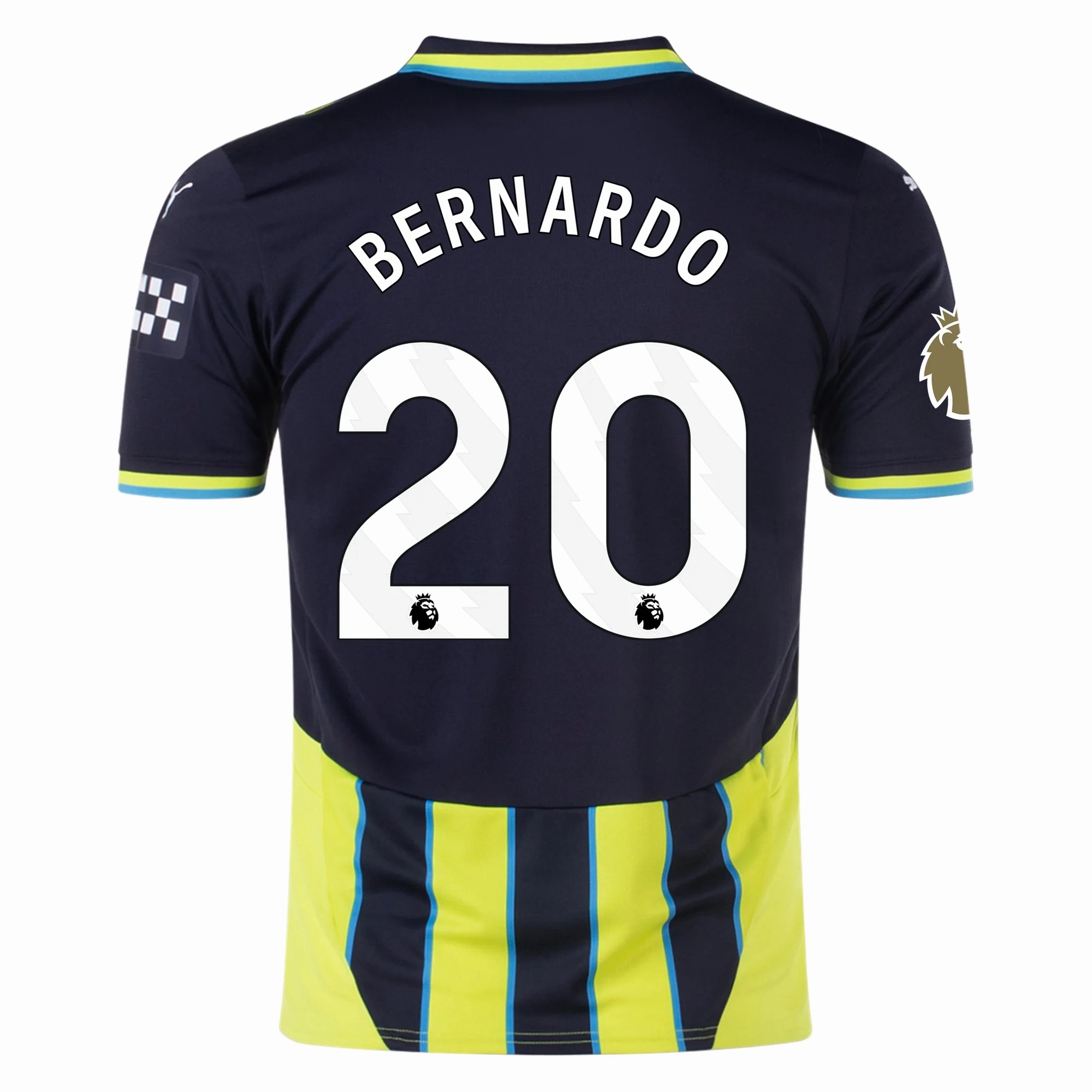Puma Manchester City Bernardo Silva Away Jersey w/ EPL   Club World Cup Patch 24/25 (New Navy/Yellow Glow) Quick Cool Material High Flexibility