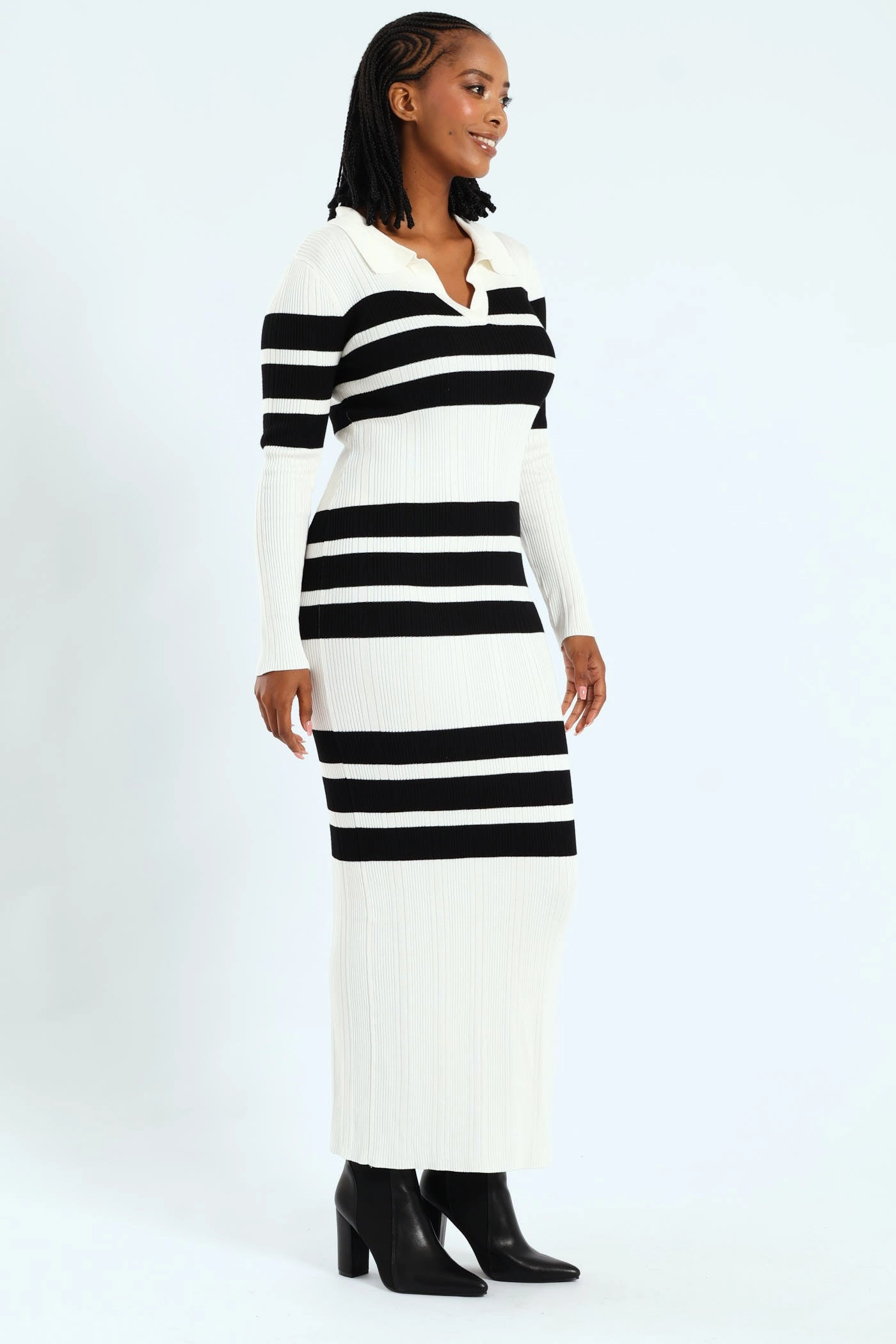 Smart Piece Rugby Jersey Maxi Dress - Cream/Black