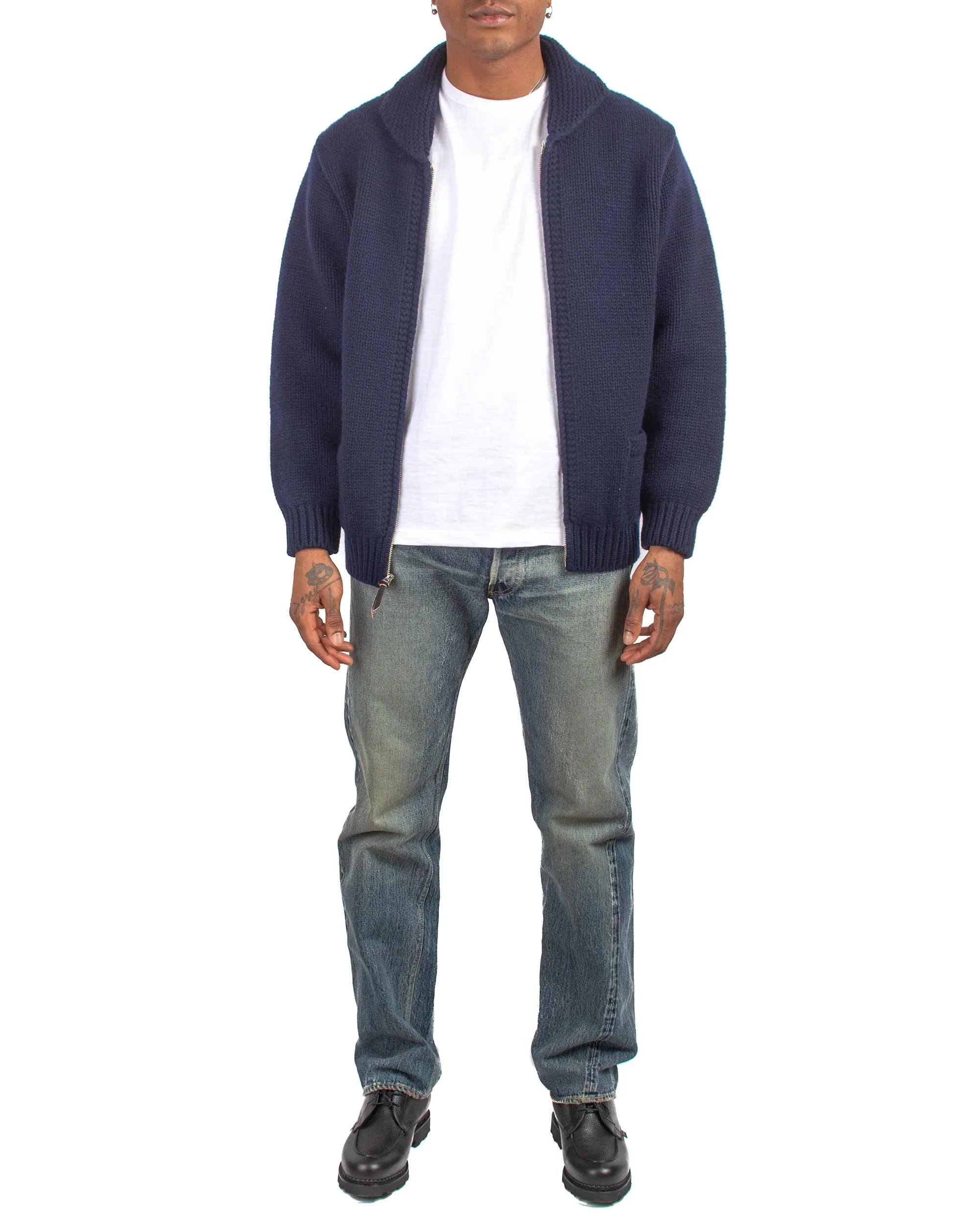 The Real McCoy's MC21113 Heavy Wool Cashmere Sweater Navy jewelry accents product yoga friendly flexibility