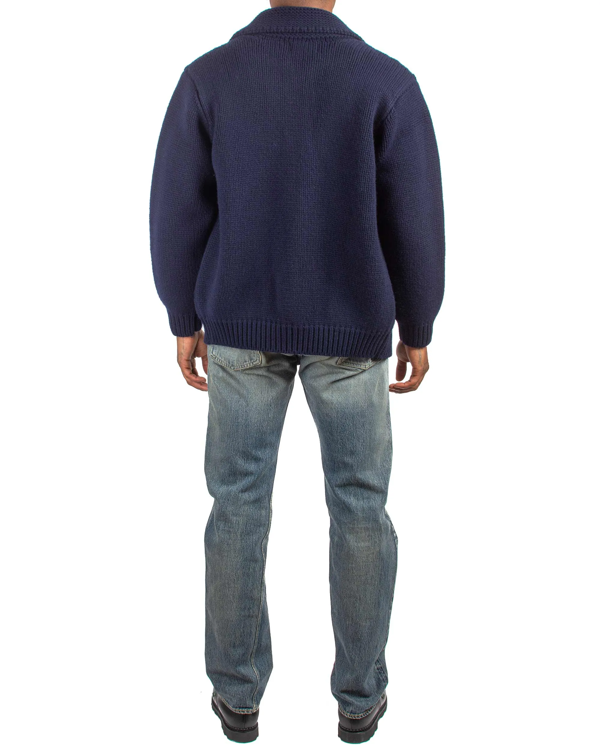 The Real McCoy's MC21113 Heavy Wool Cashmere Sweater Navy Cool in summer Travel Relaxed