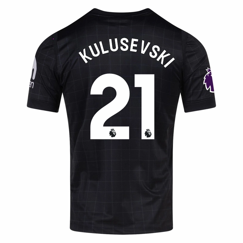Nike Kulusevski Men's Tottenham Away Jersey w/ EPL   No Room For Racism Patches 25/26 (Black/Iron) Active Edge
