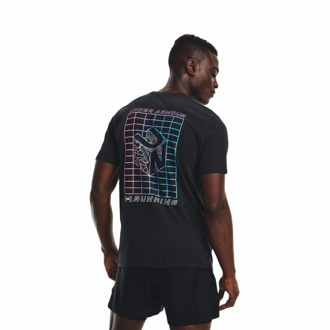 Run Gradient Grid T-shirt Low Profile Collar Soft Touch Fabric
