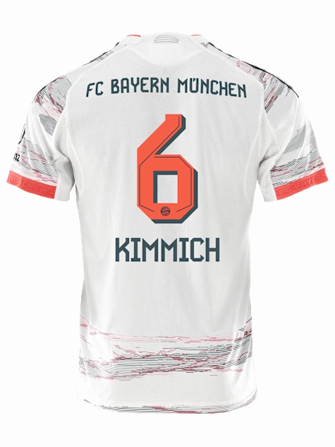 adidas Kimmich Authentic Away Jersey 25/26 w/ Sponsor   Meister Bundesliga Patch (White/Red) Lightweight Construction