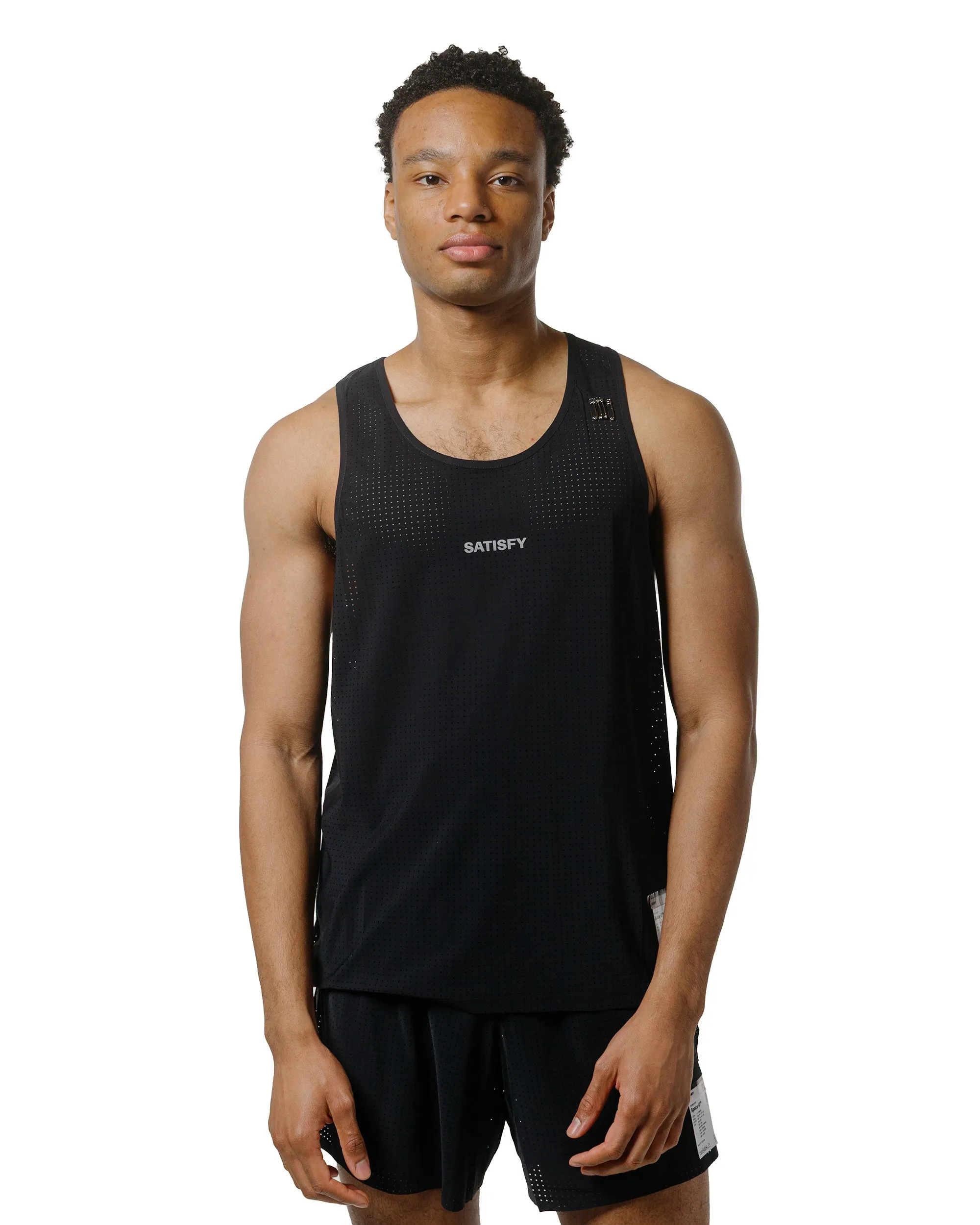 SATISFY Space-O Singlet Black Durable Knitwear
