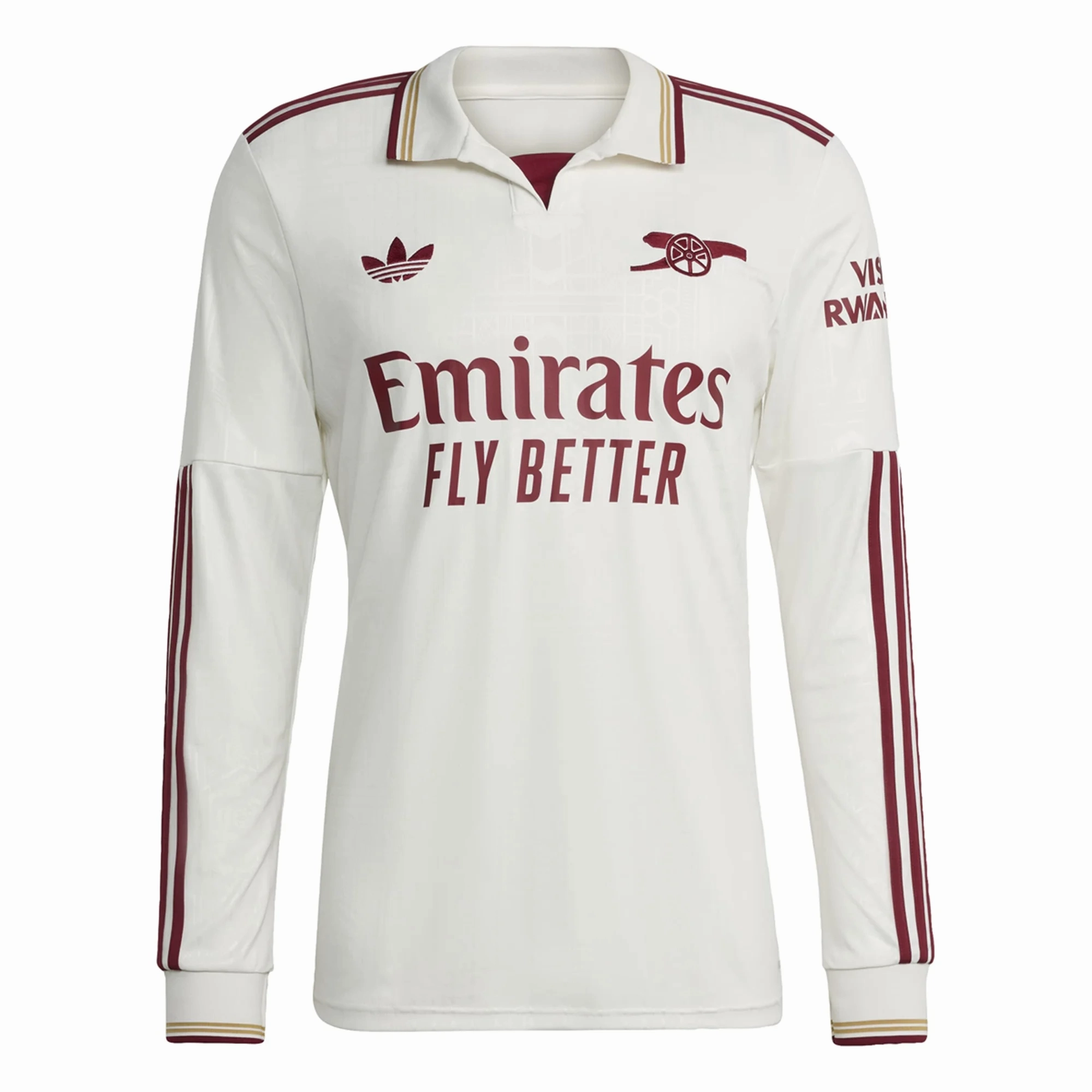 adidas Arsenal Third Long Sleeve Jersey 25/26 (White/Burgundy) Athletic Performance Enhancement Sustainable production