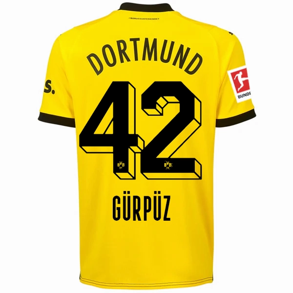 Puma Borussia Dortmund Gurpuz Home Jersey w/ Bundesliga Patch 23/24 (Cyber Yellow/Puma Black) Ultraviolet Protection Fabric