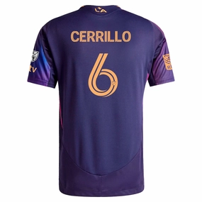 adidas Edwin Cerrillo LA Galaxy Authentic Away Jersey w/ MLS   Apple TV   RBC Sponsor 25/26 (Purple) Soft Inner Lining Maximum Performance