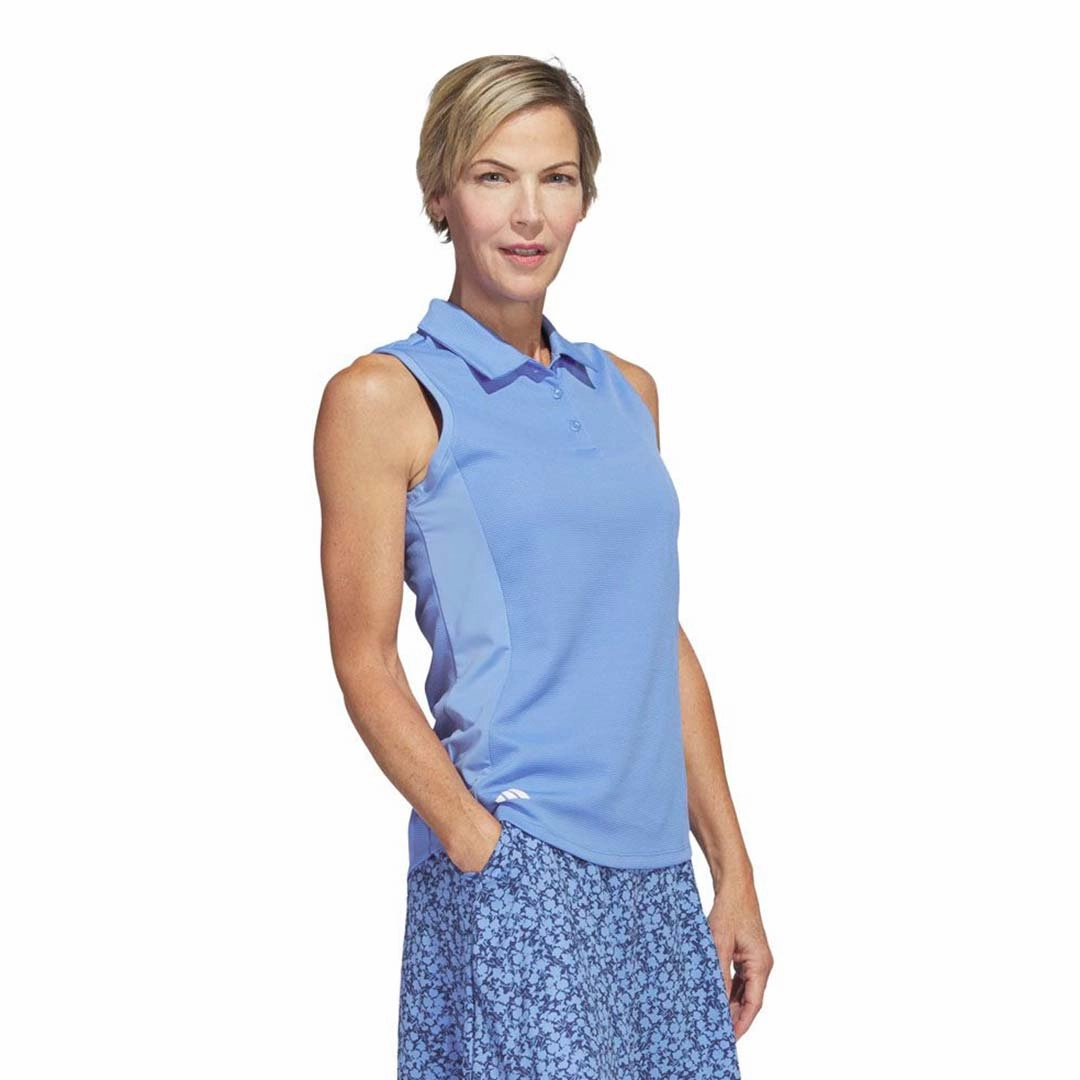 adidas - Women's Textured Sleeveless Golf Polo (HT1257) Durable Recycled Blend
