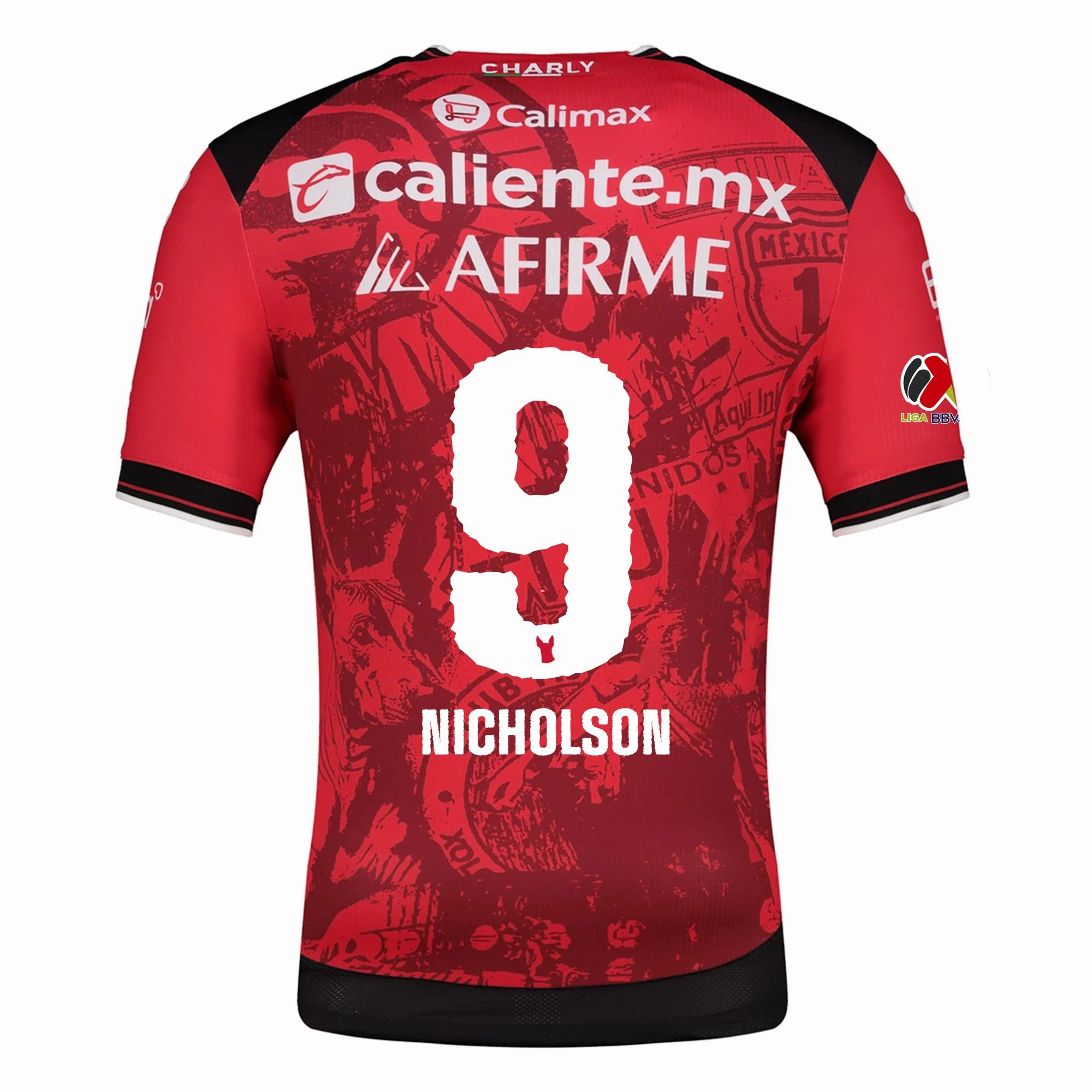 Quick Release Zipper Tech Weather Neutral Charly Shamar Nicholson Men's Club Tijuana Xolos Home Jersey 25/26 w/ BBVA MX Patch (Red/Black)