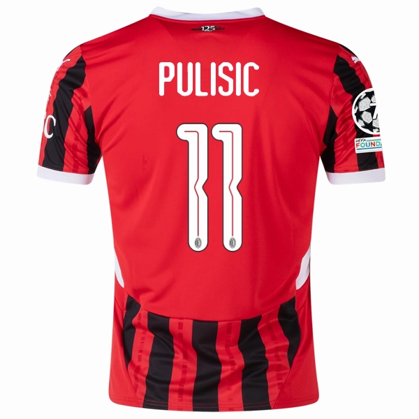 Puma AC Milan Christian Pulisic Home Jersey w/ Champions League Patches 24/25 (Puma Red/Puma Black) Action Performance