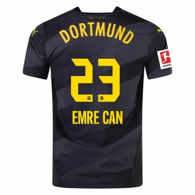 Flexible Collar System Machine Washable Durability Puma Borussia Dortmund Authentic Emre Can Away Jersey w/ Bundesliga Patch 24/25 (Puma Black/Faster Yellow)