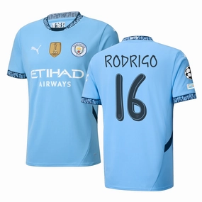 Comfort Focused Puma Manchester City Rodrigo Home Jersey w/ Champions League   Club World Cup Patch 24/25 (Team Light Blue/Marine Blue)