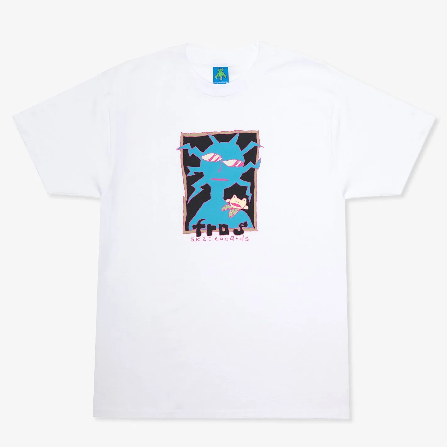 Seam Free Edging Travel Fashion Shoulder Frog T-Shirt (White)