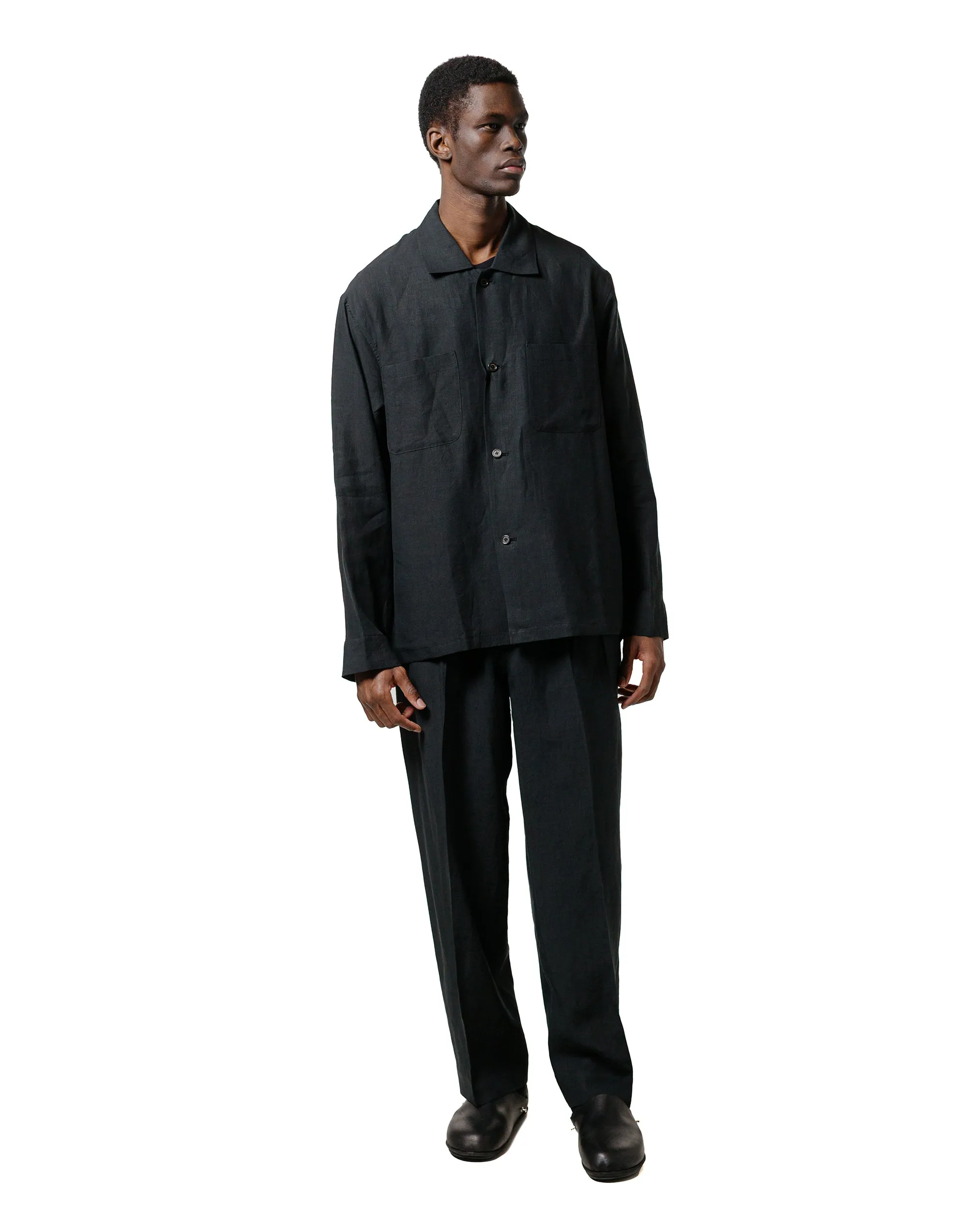 Chic Look Tailored Silhouette MARKAWARE Utility Shirt 80/1 Hemp Typewriter-Cloth Black