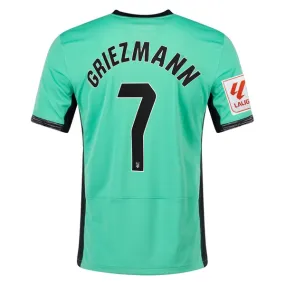 Nike Atletico Madrid Antoine Griezmann Third Jersey w/ La Liga Patch 23/24 (Spring Green/Black) Active Apparel Quick Evaporate Technology