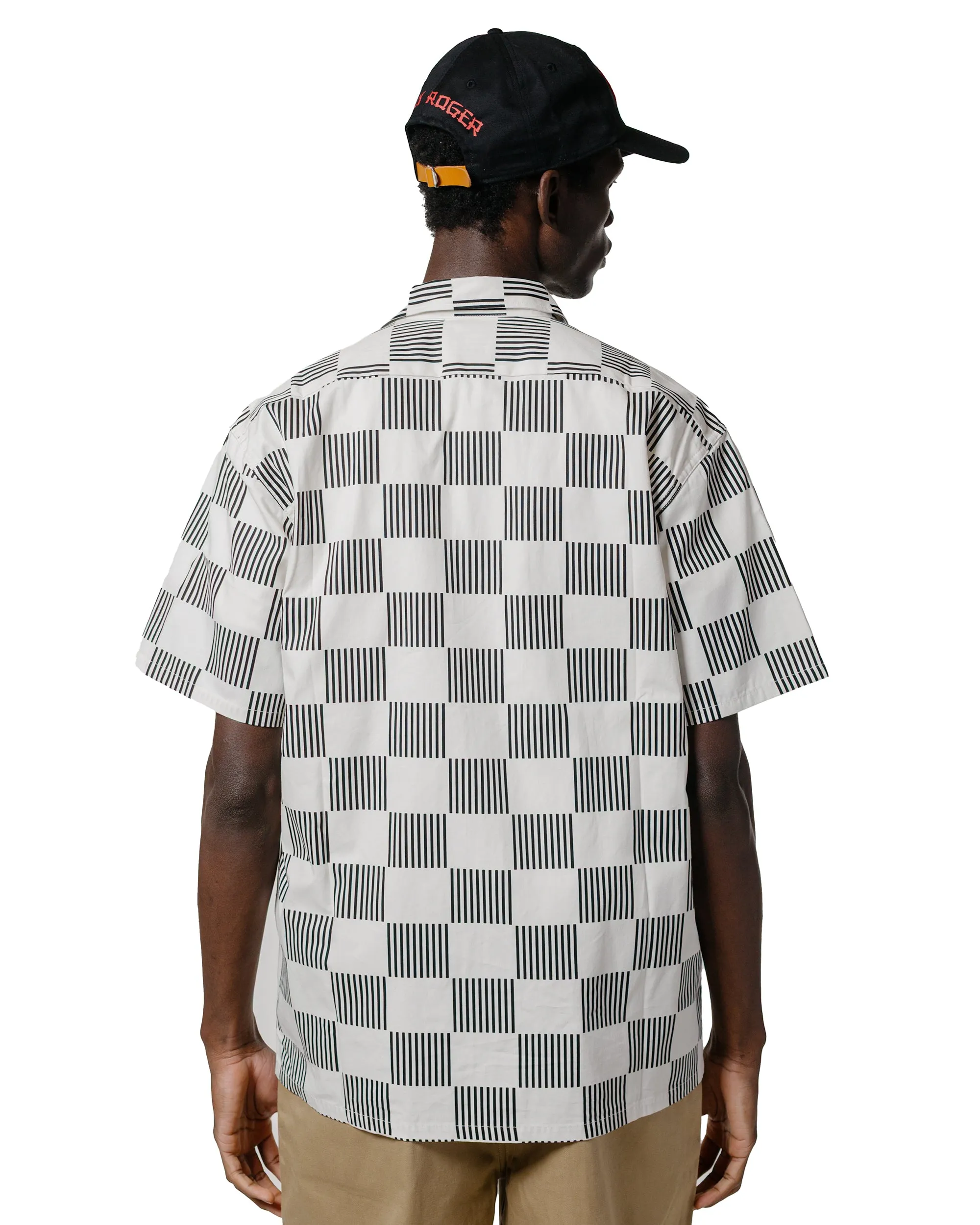 Waffle Weave Oversized Fit The Real McCoy's BS25002 Buco Striped-Checkered Shirt White/Black