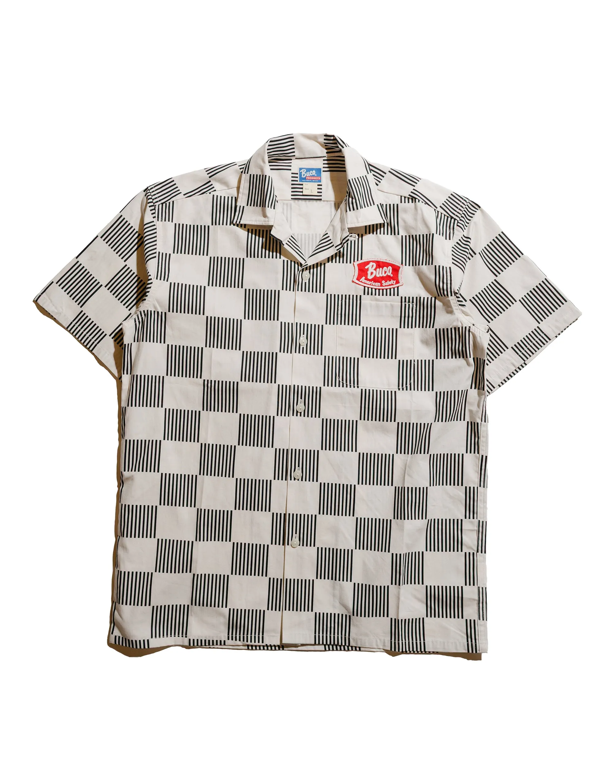 Tuckable Hem The Real McCoy's BS25002 Buco Striped-Checkered Shirt White/Black