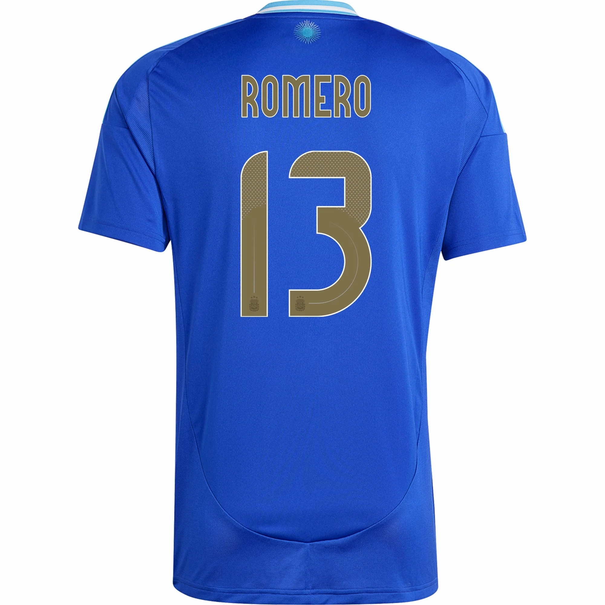 adidas Argentina Cristian Romero Away Jersey 24/25 (Lucid Blue/Blue Burst) Tagless Neckline Move Support