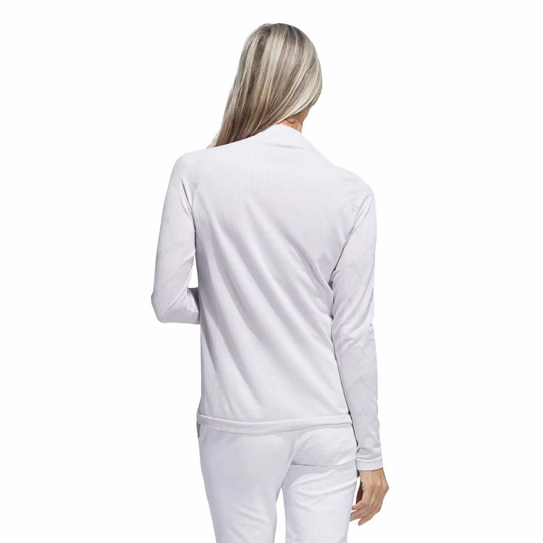 adidas - Women's Ultimate365 Tour Monogram Mock Neck Long Sleeve T-Shirt (IK7181) Motion Line Compact Knit Texture