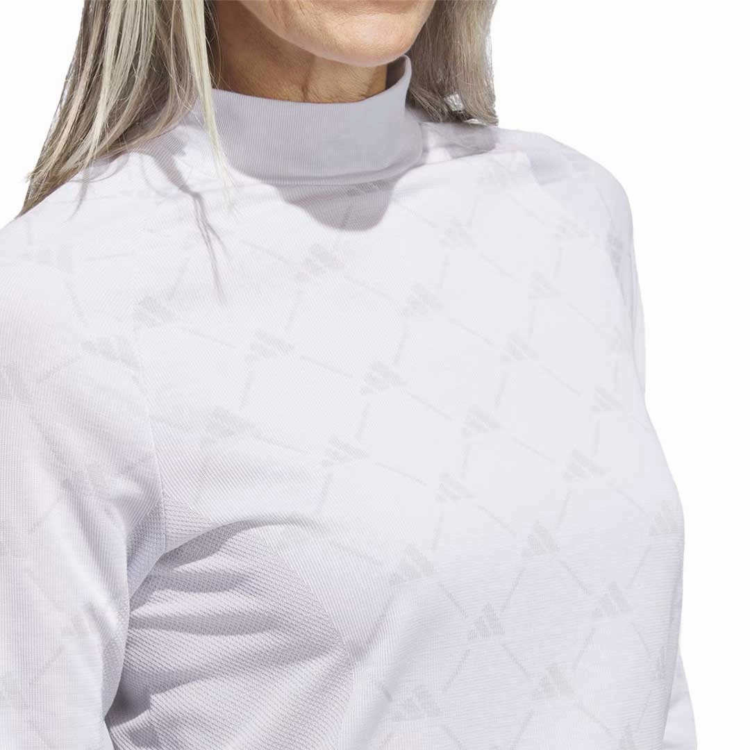 adidas - Women's Ultimate365 Tour Monogram Mock Neck Long Sleeve T-Shirt (IK7181) Tagless Label Design Fast Wear