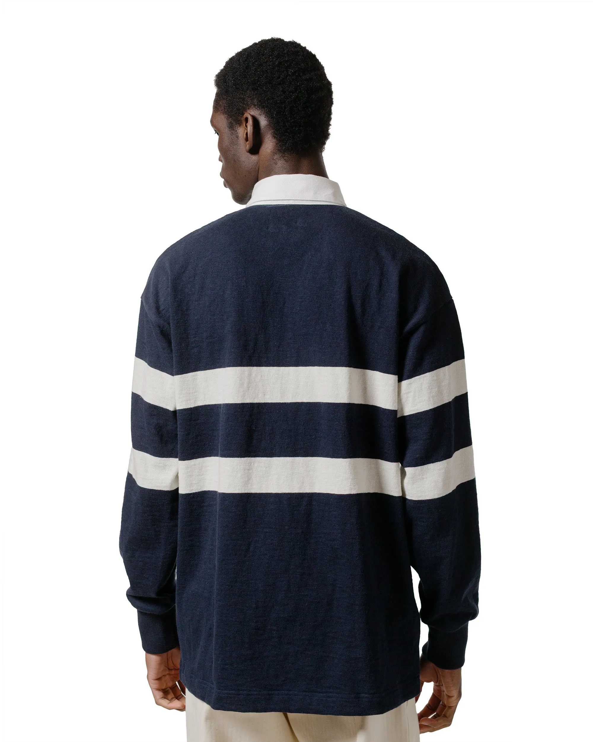 Office Casual The Real McCoy's MC25013 Climbers' Striped Rugby Shirt Navy/Ecru