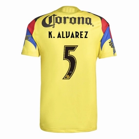 Street Edge adidas K. Alvarez Men's Club America 25/26 Authentic Home Jersey (Yellow)