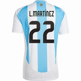 Breathable Sportswear Fabric adidas Argentina Lautaro Martinez Home Jersey 24/25 (White/Blue Burst)