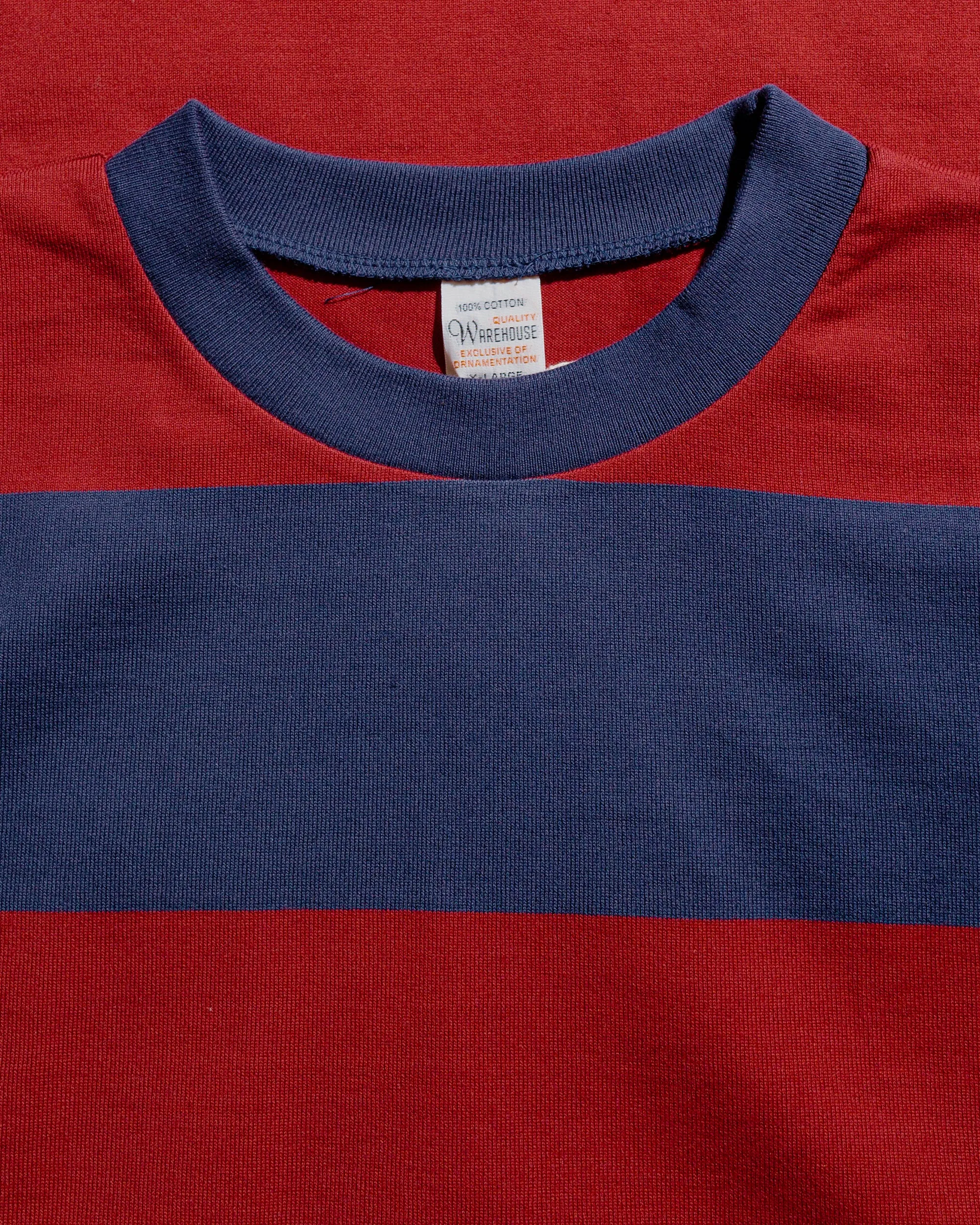 Water Based Ink Warehouse Lot. 4108 S/S 4in Border Tee Navy/Bordeaux