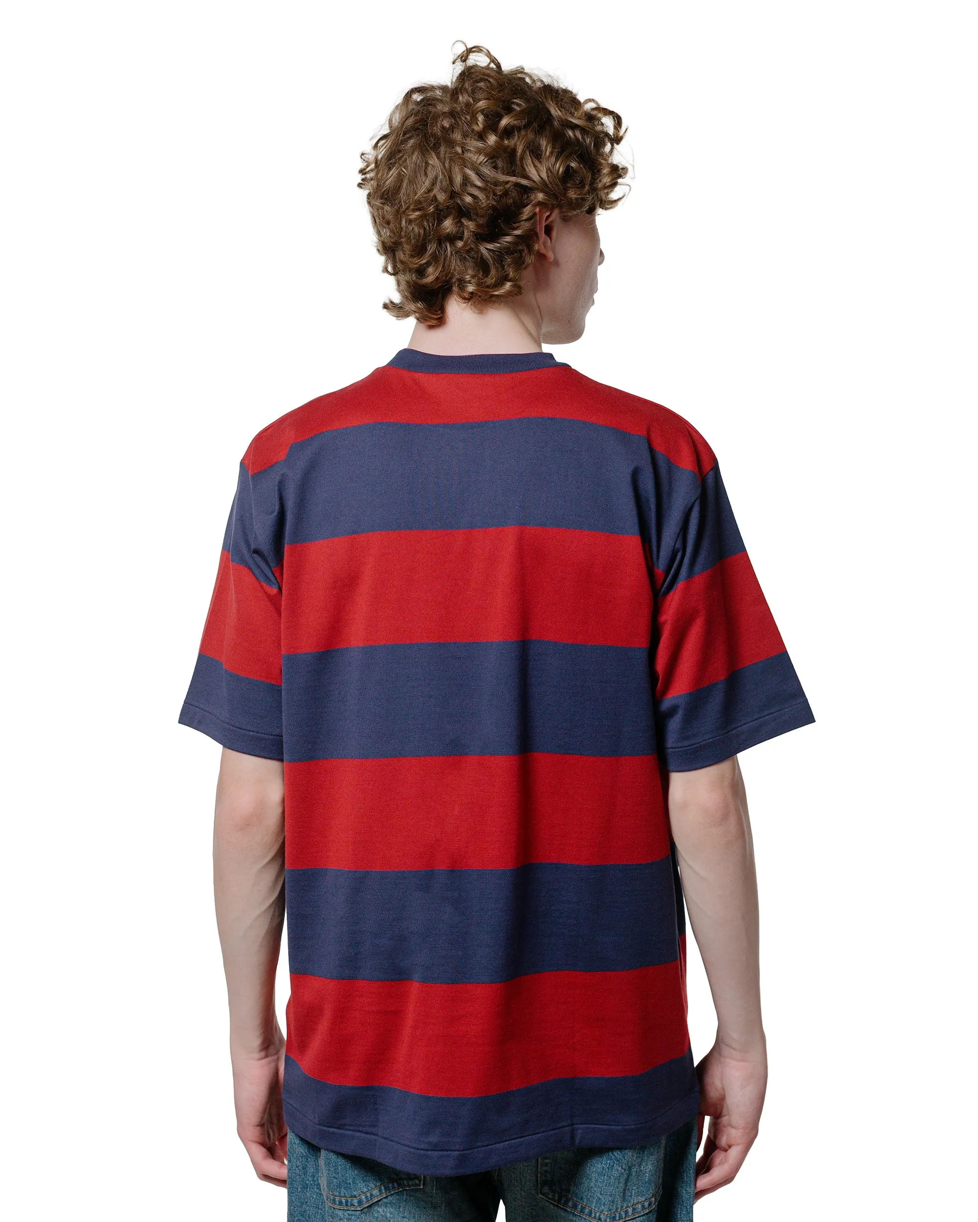 Warehouse Lot. 4108 S/S 4in Border Tee Navy/Bordeaux Cozy and Fashionable Outdoor Essentials